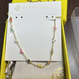 Kendra Scott Haven Heart Chain Bracelet Gold Multi Enamel NIB w/Bag 14k Plated‎